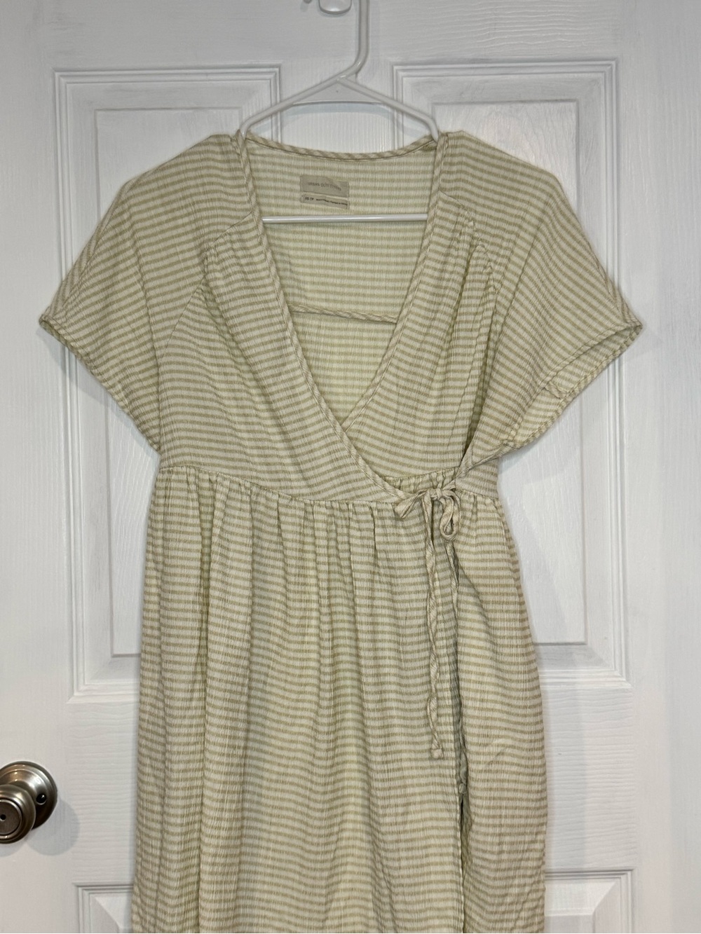 Urban Outfitters Cream Stripe Wrap Midi Dress Size XS